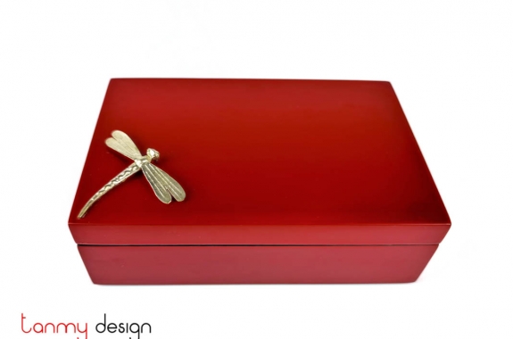  Red rectangle box with dragonfly11*17*H5cm